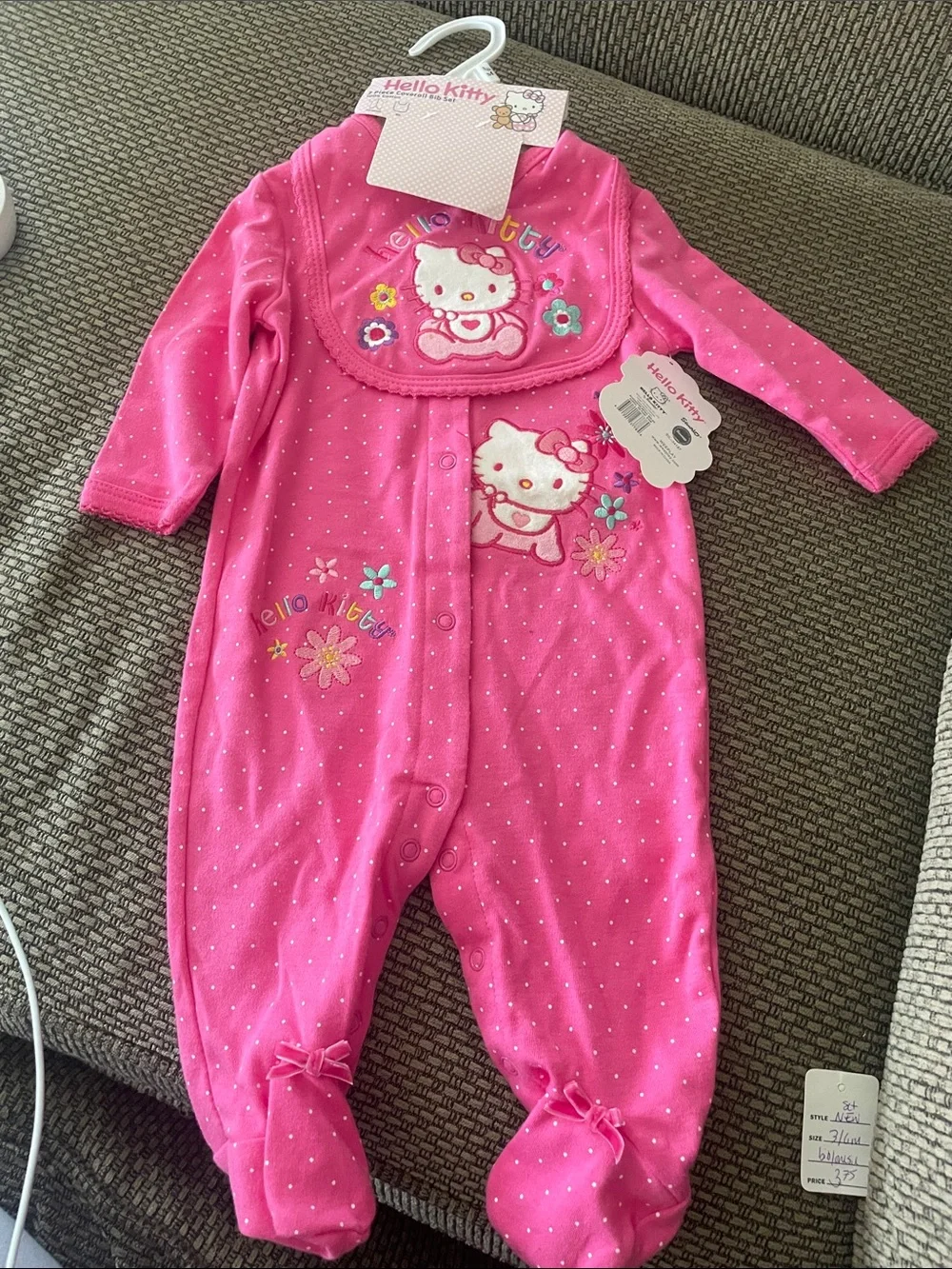 Sanrio Hello Kitty Pink Polka-Dot Footed One-Piece